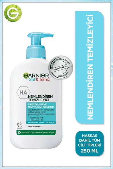 Garnier Saf Temiz Nemlendiren Temizleyici Hyaluronik Asit Seramid Kil 250 ml Yüz Temizleme Jeli ürün görseli 1