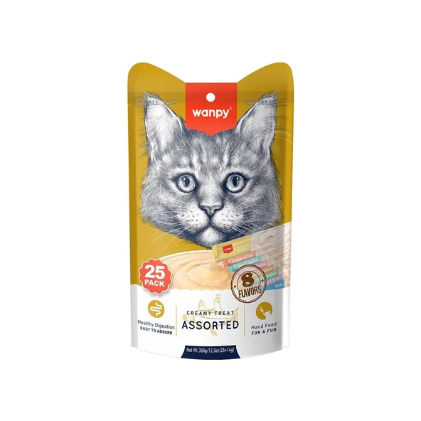 Wanpy Karışık 8 Lezzetli Krema Kedi Ödülü 25X14 gr ürün görseli 1