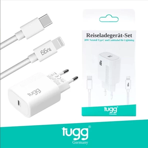 TUGG GERMANY 104303 ŞARJ SET 20W TYPE-C LİGHTNİNG (IPHONE) ürün görseli 1