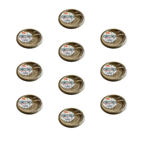 Kullan At Altın Renkli Parti Davet Plastik Tabak - 22 Cm. - 25 Adetlik 10 Paket ürün görseli 1