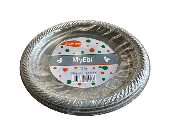 Kullan At Renkli Gri Parti Davet Plastik Tabak - 22 Cm. - 25 Adetlik Paket ürün görseli 1