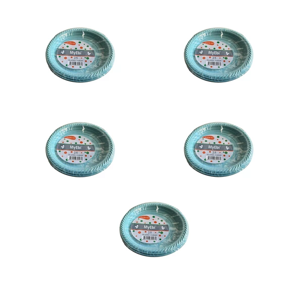 Roll-Up Kullan At Renkli Turkuaz Parti Davet Plastik Tabak - 22 Cm. - 25 Adetlik 5 Paket ürün görseli 1
