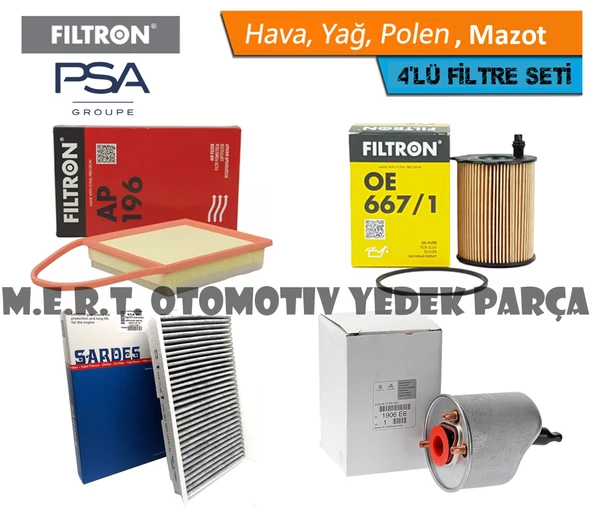 Citroen C3 Picasso 1.6 E-HDi Filtre Bakım Seti 2010-2015 ürün görseli 1