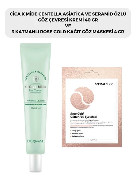 DERMAL CICAXMIDE Göz Çevresi Kremi 40 gr ve Dermal 3 Katmanlı Rose Gold Göz Maskesi 4 gr ürün görseli 1
