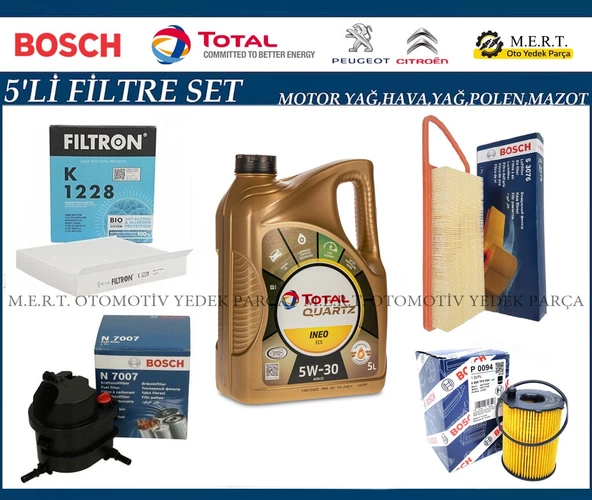 Peugeot Bipper 1.4 Hdi Filtre Bakım Seti + Motor Yağı ürün görseli 1