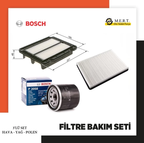 Chevrolet Aveo 1.2 Benzinli Filtre Bakım Seti Bosch 72 Ps T250 ürün görseli 1