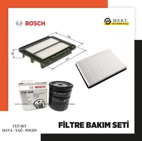 Chevrolet Kalos 1.4 Benzinli Filtre Bakım Seti Bosch 83-94 Ps ürün görseli 1