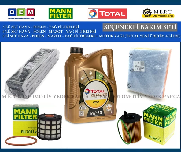 Citroen Berlingo 1.6 Bluehdi Euro6 Filtre Bakım Seti + Motor Yağı ürün görseli 1
