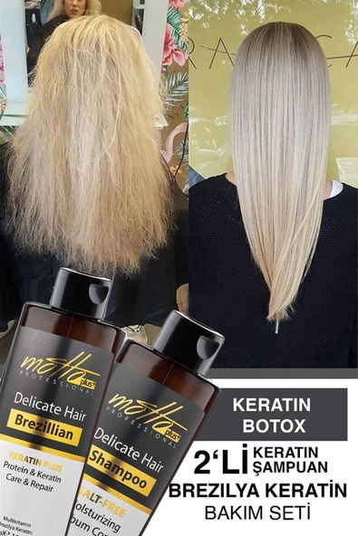 Motto Plus Professional 2'li Brezilya Fönü Şampuan Keratin Düzleştirici Bakım Seti (400ML ŞAMPUAN 400ML KERATİN) ürün görseli 1