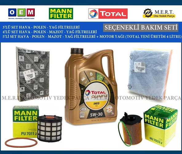 Peugeot 508 1.6 Bluehdi Euro 6 Filtre Bakım Seti+ Motor Yağı ürün görseli 1
