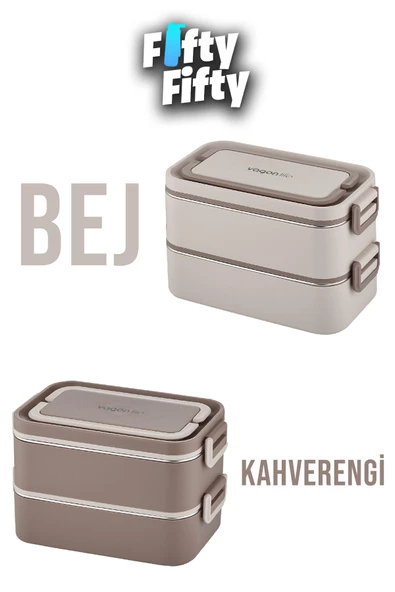 Vagonlife 2000 ML 2 Kat Paslanmaz Çelik Çorba Kaseli Bento Lunch Box Yeni Nesil Sefer Tası -FFLBOX01029 ürün görseli 1