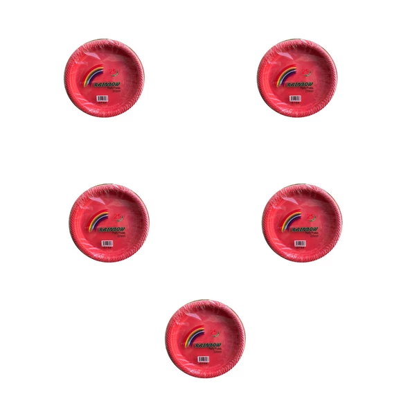 Roll-Up Kullan At Renkli Kırmızı Parti Davet Plastik Tabak - 22 Cm. - 25 Adetlik 5 Paket ürün görseli 1