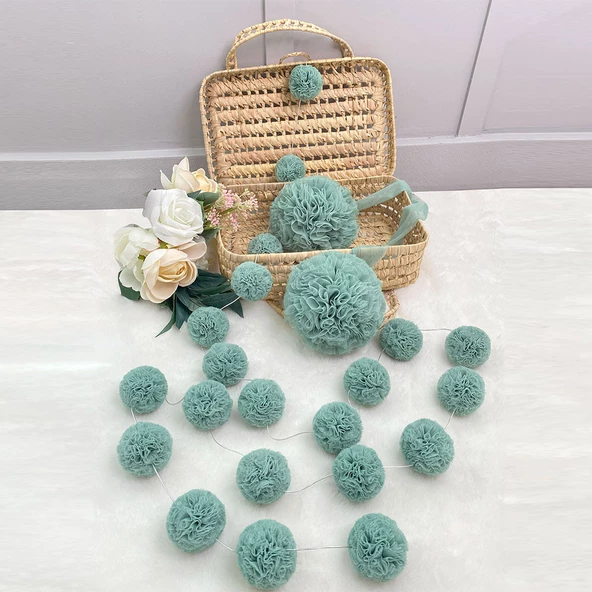 Pamuka Mini Ponpon Sage Green ürün görseli 1