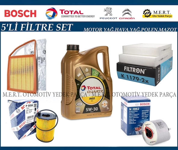 Peugeot 2008 1.6 E-Hdi Filtre Bakım Seti + Motor Yağı ürün görseli 1