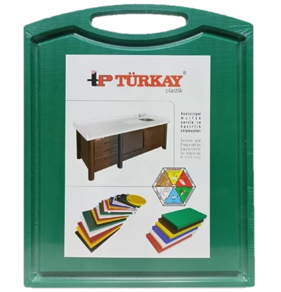 Türkay 32.5x26.5x1 cm Saplı-Oluklu Polietilen Kesme Tahtası Kesim Levhası Yeşil 1237 ürün görseli 1