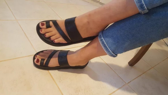 VOGA 1740 SİYAH ÇATLAK COMFORT CASUAL ANATOMİK BAYAN TERLİK ürün görseli 1