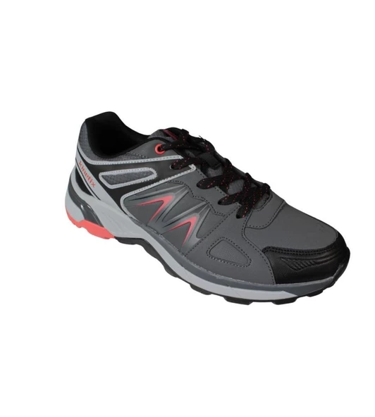 KİNETİX Erkek Siyah Gri Cilt Kalın Taban Outdoor Spor Ayakkabı ürün görseli 1