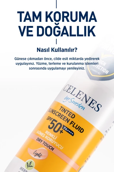 Celenes Herbal Renkli Güneş Koruyucu Dry Touch  50 Spf- 50 ml ürün görseli 1