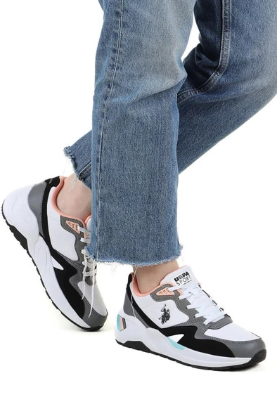 U.S.POLO ASSN HUSKY 4FX BEYAZ SİYAH COMFORT CASUAL ANATOMİK SPOR AYAKKABISI ürün görseli 1
