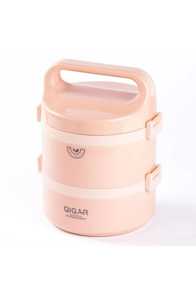 QIGAR 2 KATLI  YUVARLAK YEMEK TAŞIMA KABI 1.25 LİTRE ürün görseli 1