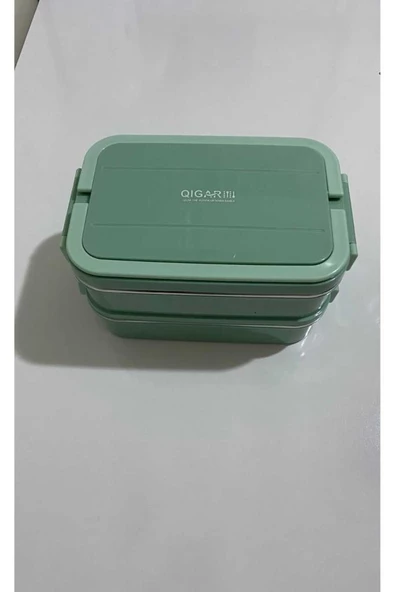 FOOD 2 KATLI 3 BÖLMELİ ÇATAL KAŞIKLI PASLANMAZ ÇELİK YEMEK TŞIMA KABI 1.65L ürün görseli 1
