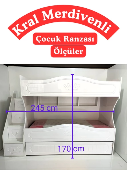 Kral Merdivenli Çocuk Ranzası - Resim 2
