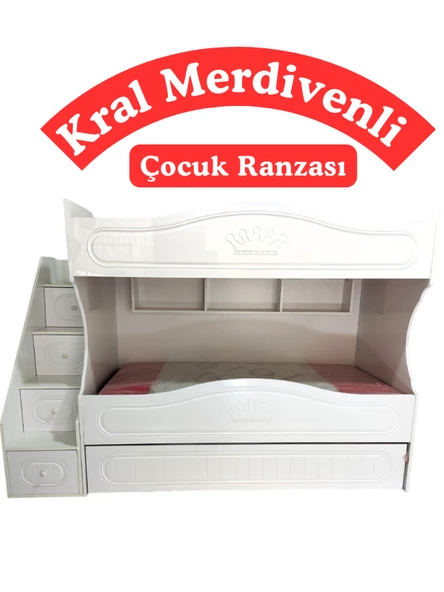 Kral Merdivenli Çocuk Ranzası ürün görseli 1
