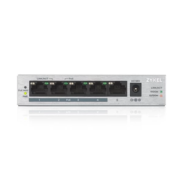 ZyXEL 5port 60w 4port PoE GS-1005HP GIGABIT Yönetilemez Switch Desktop ürün görseli 1