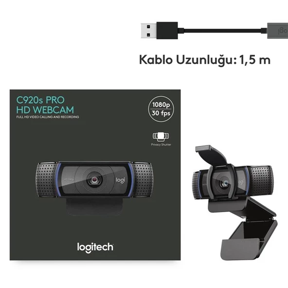 LOGITECH C920S PRO Full HD Webcam 960-001252 - Resim 2