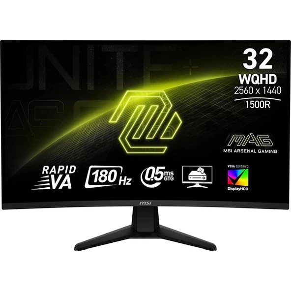 MSI 31.5" VA MAG 32CQ6F 1MS 180HZ HDMI-DP KAVISLI GAMING MONİTÖR 2560X1440 ürün görseli 1