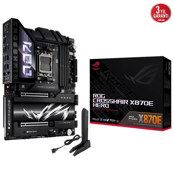 ASUS ROG CROSSHAIR X870E HERO DDR5 HDMI DP PCIE 5.0 AM5 ATX ürün görseli 1