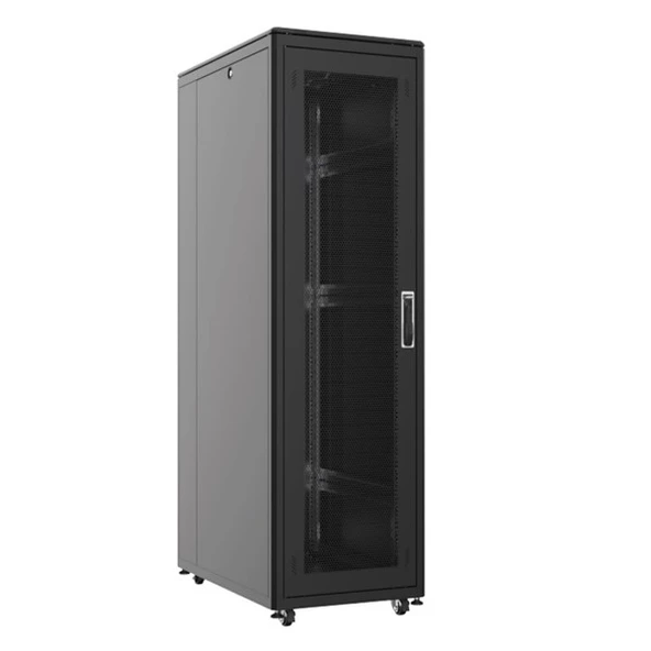 AGER 22U 600x800mm Dikili Tip Siyah Kabinet Vega AG-VB22U6080S1 Cam Kapak ürün görseli 1