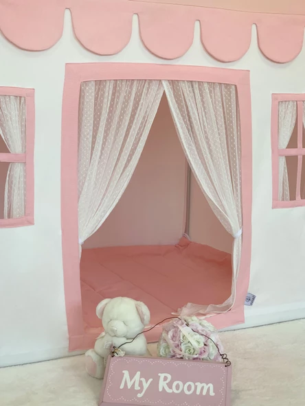 Pamuka  Pembe-Beyaz Medium Oyun Evi - Resim 3