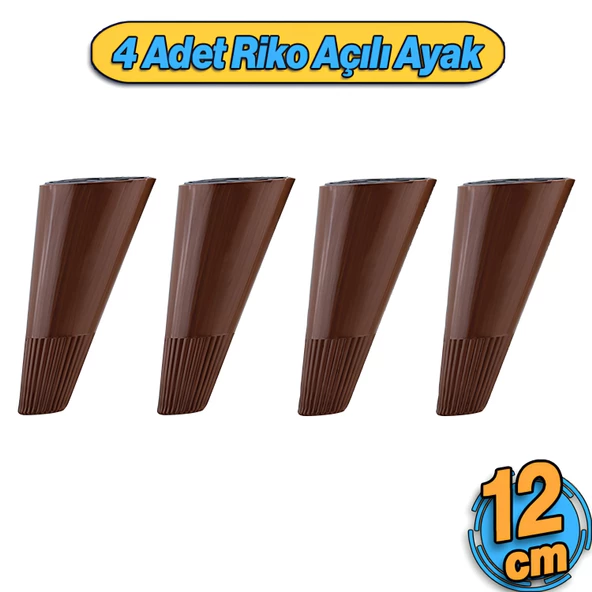 Açılı Konik 4 Adet Ahşap Desenli 12 cm Mobilya Yükseltici Baza Ayağı Koltuk Kanepe Altı Puf Ayakları ürün görseli 1