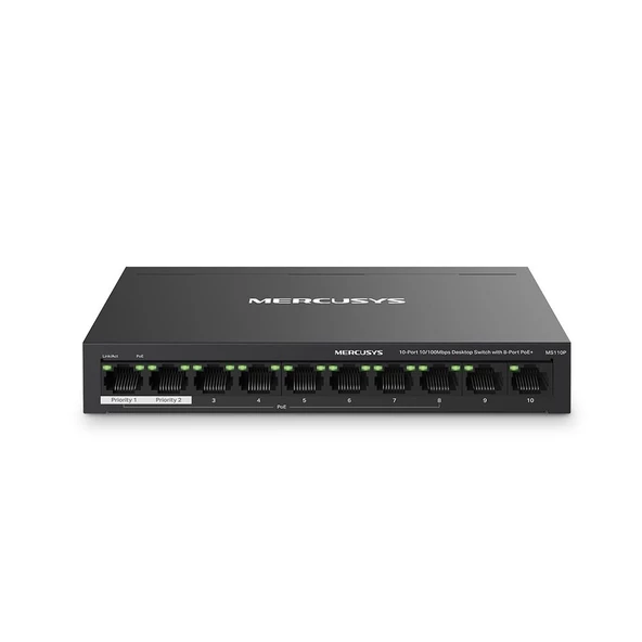 Tp-Link Mercusys MS110P 8 Port 10-100 Mbps Poe+ 2 Port 10-100 Switch Metal Kasa ürün görseli 1