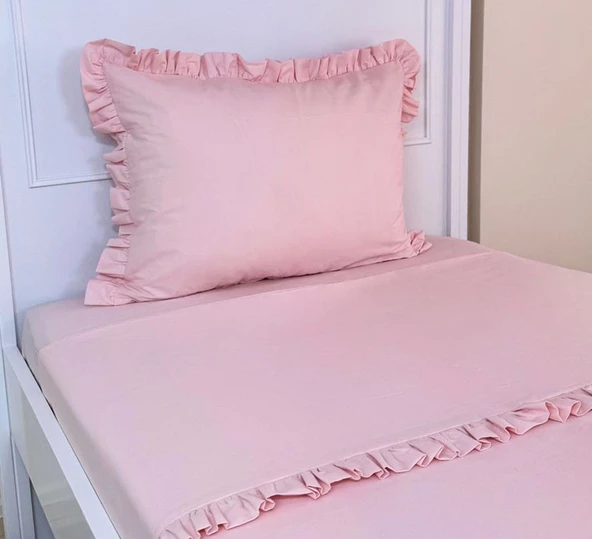 Pamuka Tek Kişilik Baby Pink Nevresim Seti ürün görseli 1