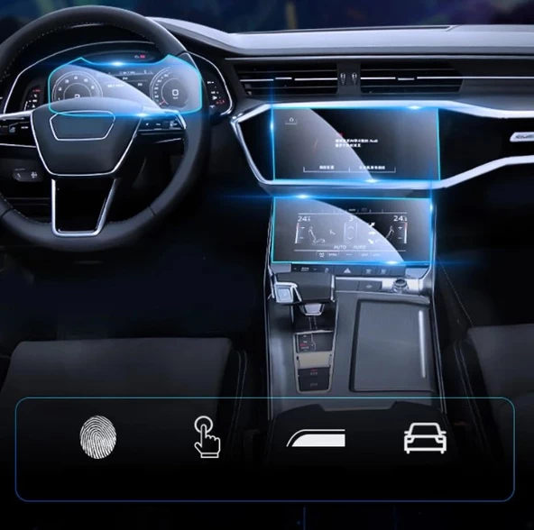 Audi A6 Avant Sedan 2023 Uyumlu Multimedya Dijital Klima ve Gösterge 3 Parça 9H Nano Ekran Koruyucu ürün görseli 1