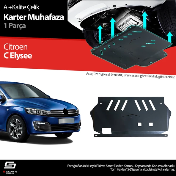 S-Dizayn Citroen C. Elysee Çelik Karter Muhafaza 2013 Üzeri A+ Kalite ürün görseli 1