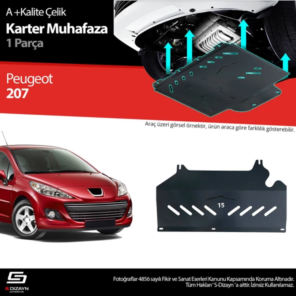 S-Dizayn Peugeot 207 Çelik Karter Muhafaza 2006-2014 A+ Kalite ürün görseli 1