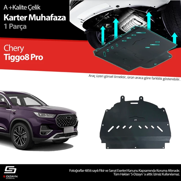 S-Dizayn Chery Tiggo 8 Pro Çelik Karter Muhafaza 2022 Üzeri A+ Kalite ürün görseli 1