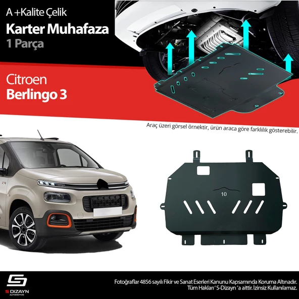 S-Dizayn Citroen Berlingo Çelik Karter Muhafaza 2018 Üzeri A+ Kalite ürün görseli 1