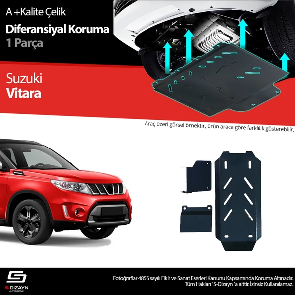 S-Dizayn Suzuki Vitara Difreansiyel Koruma Çelik Karter Muhafaza 2019 Üzeri A+ Kalite ürün görseli 1