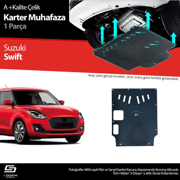 S-Dizayn Suzuki Swift Çelik Karter Muhafaza 2018 Üzeri A+ Kalite ürün görseli 1