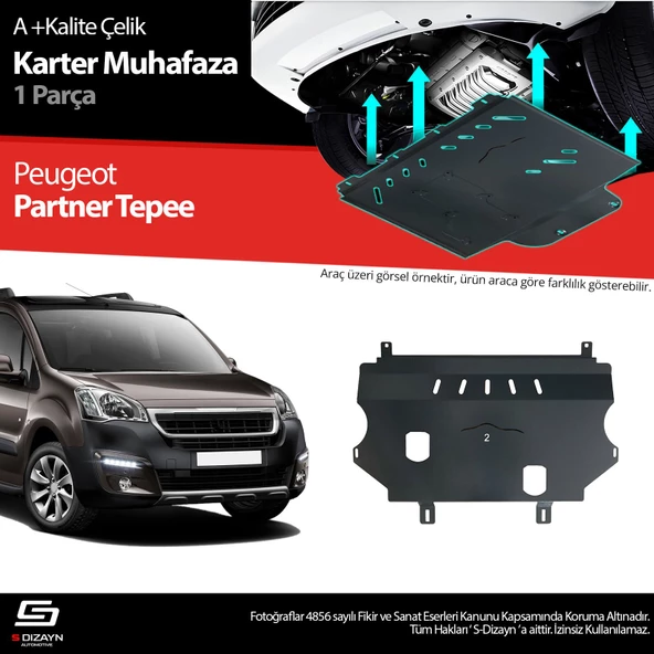 S-Dizayn Peugeot Partner Tepee Çelik Karter Muhafaza 2008-2018 A+ Kalite ürün görseli 1