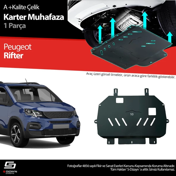 S-Dizayn Peugeot Partner Rifter Çelik Karter Muhafaza 2019 Üzeri A+ Kalite ürün görseli 1