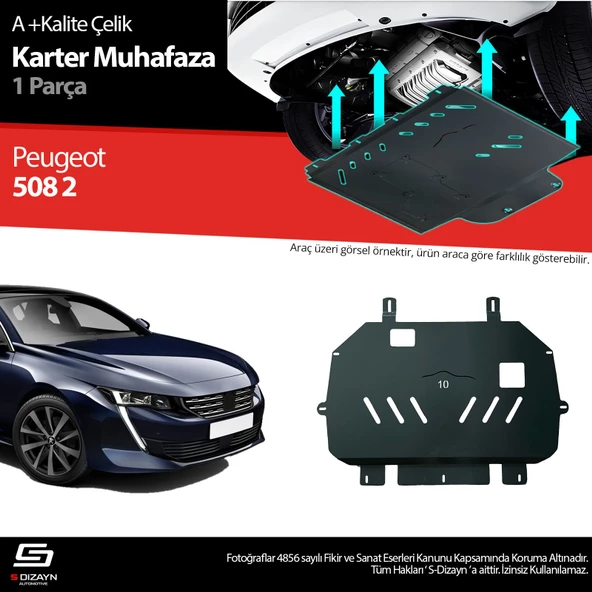 S-Dizayn Peugeot 508 Çelik Karter Muhafaza 2019 Üzeri A+ Kalite ürün görseli 1