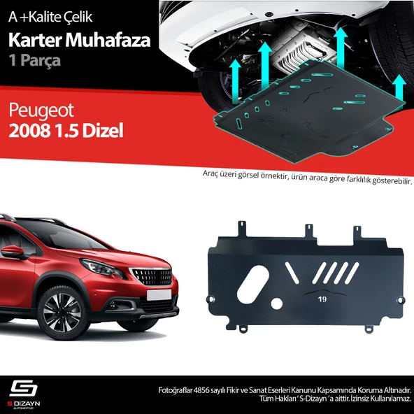 S-Dizayn Peugeot 2008 1.5 Dizel Çelik Karter Muhafaza 2017 Üzeri A+ Kalite ürün görseli 1