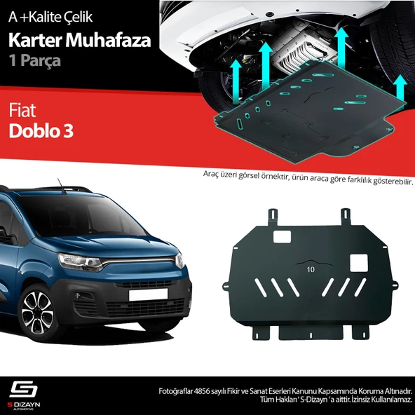 S-Dizayn Fiat Doblo Çelik Karter Muhafaza 2023 Üzeri A+ Kalite ürün görseli 1
