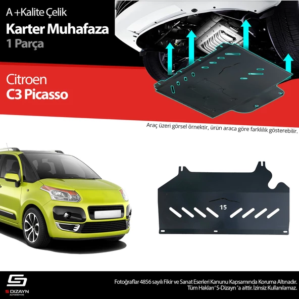 S-Dizayn Citroen C3 Picasso Çelik Karter Muhafaza 2009-2012 A+ Kalite ürün görseli 1