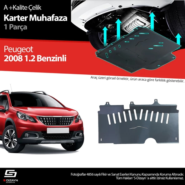 S-Dizayn Peugeot 2008 1.2 Benzin Çelik Karter Muhafaza 2017 Üzeri A+ Kalite ürün görseli 1